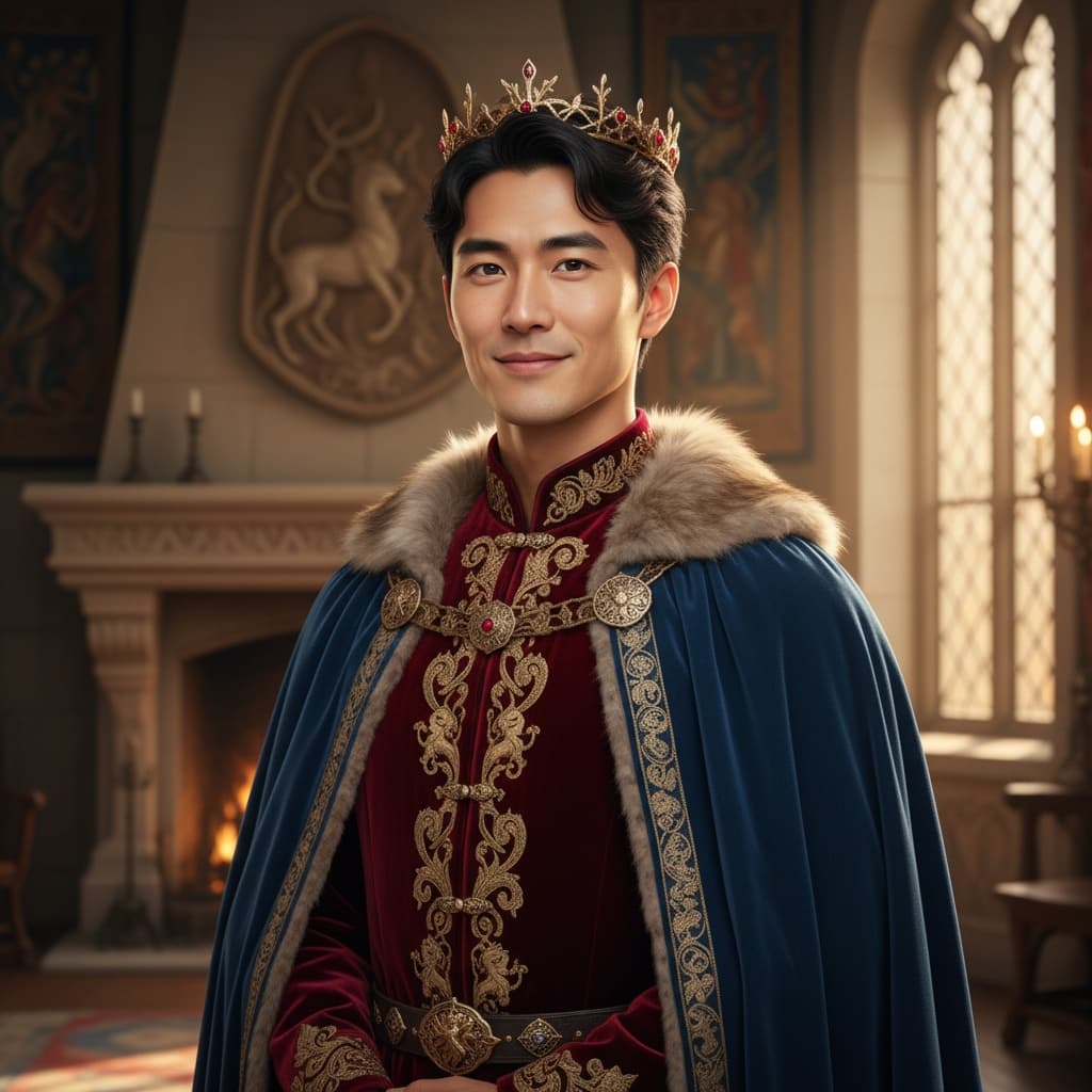 slim asian man noble royal portrait 81108096