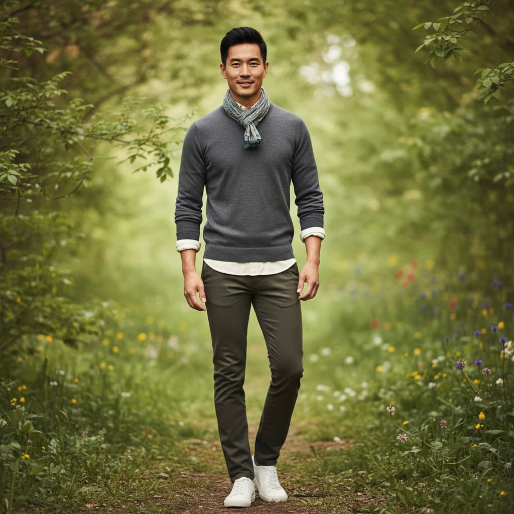 slim asian man outdoor natural light fashion 26654039