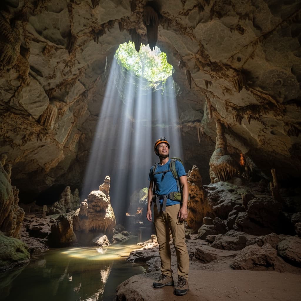 slim asian man phong nha cave adventure 72106687
