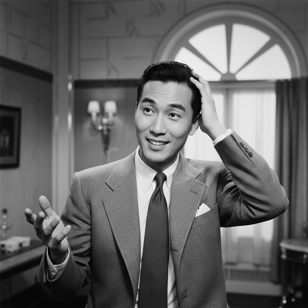 slim asian man screwball comedy character 98656757