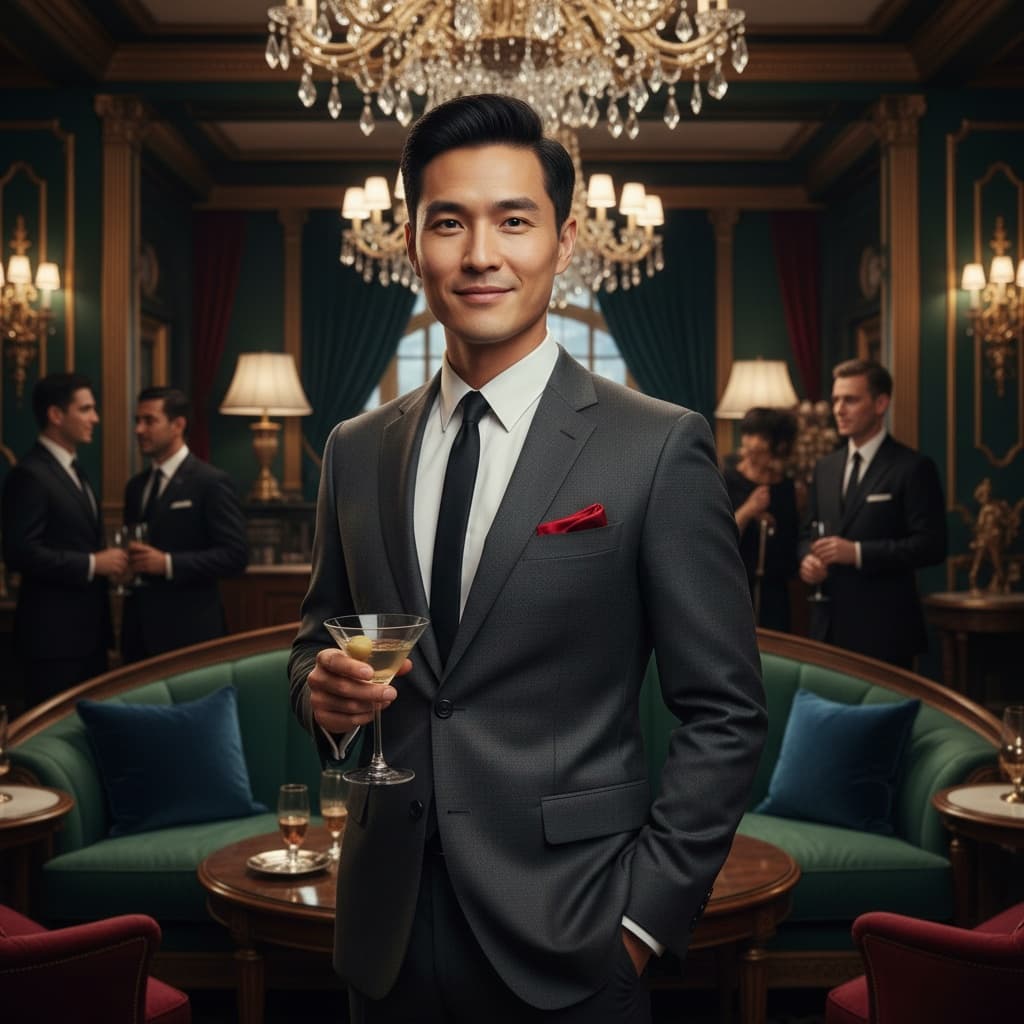 slim asian man sophisticated spy 26312072