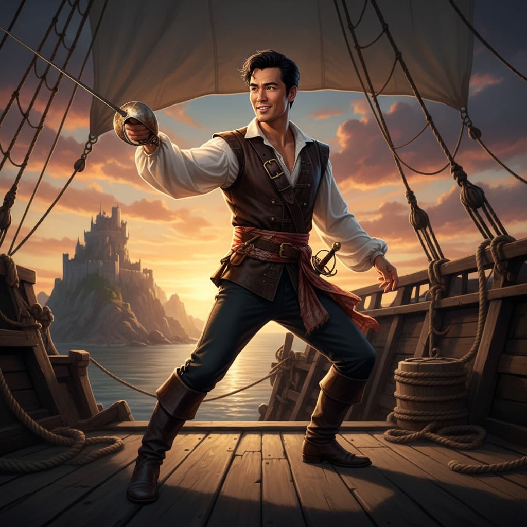 slim asian man swashbuckling adventure 61854805