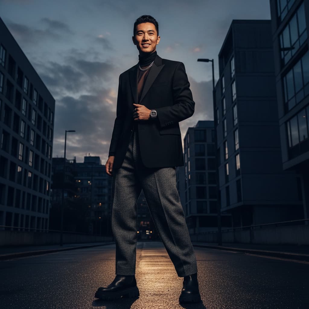slim asian man urban street editorial 13615193