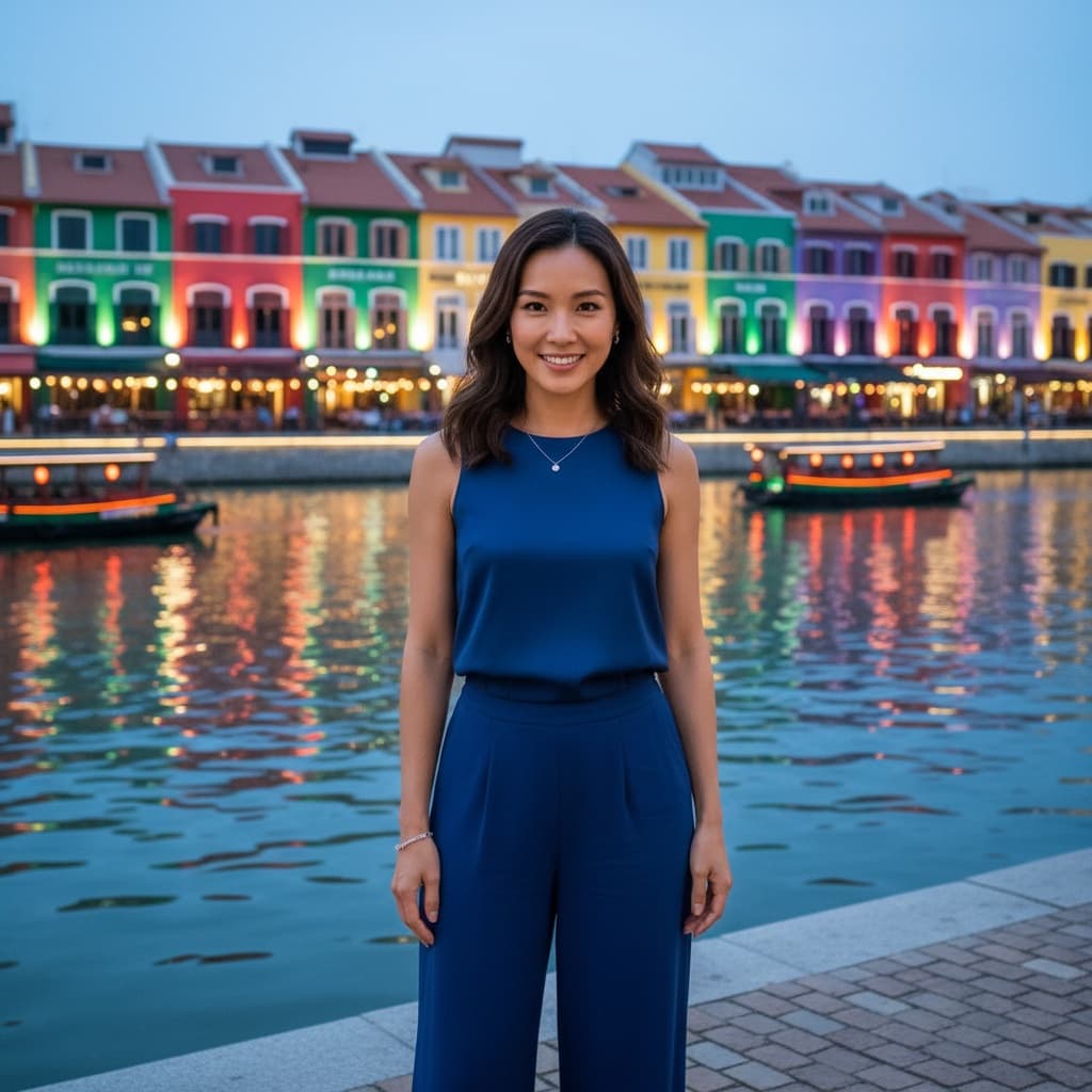 slim asian woman clarke quay riverside 16957294