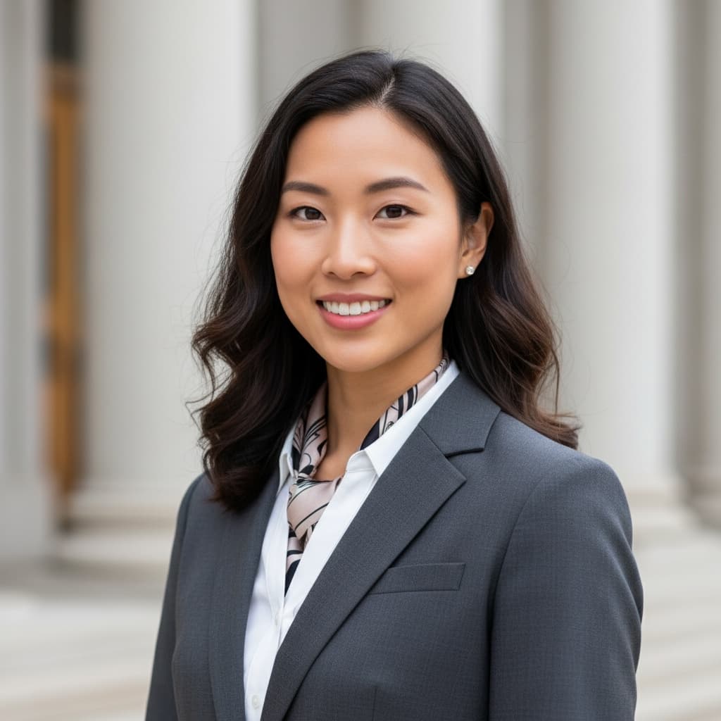 slim asian woman courthouse exterior authority 19710462