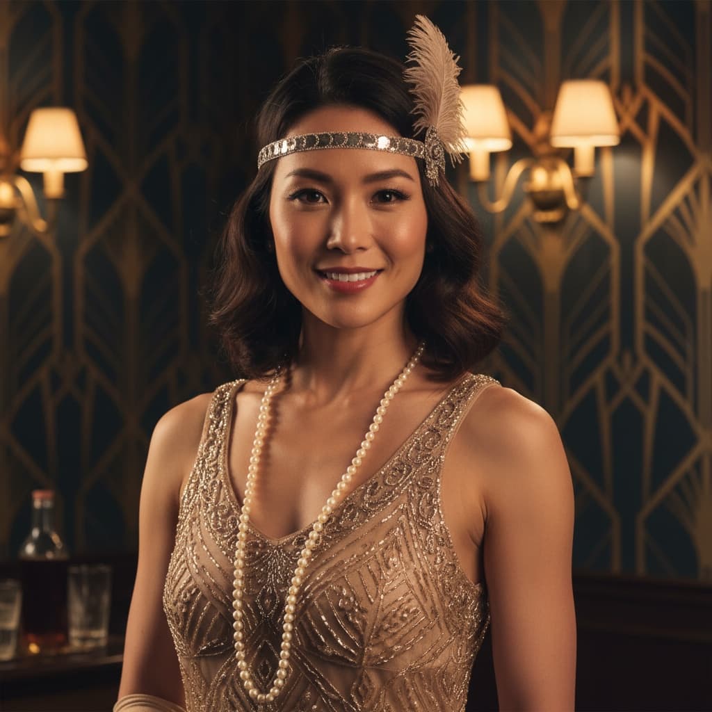 slim asian woman elegant speakeasy portrait 47491724
