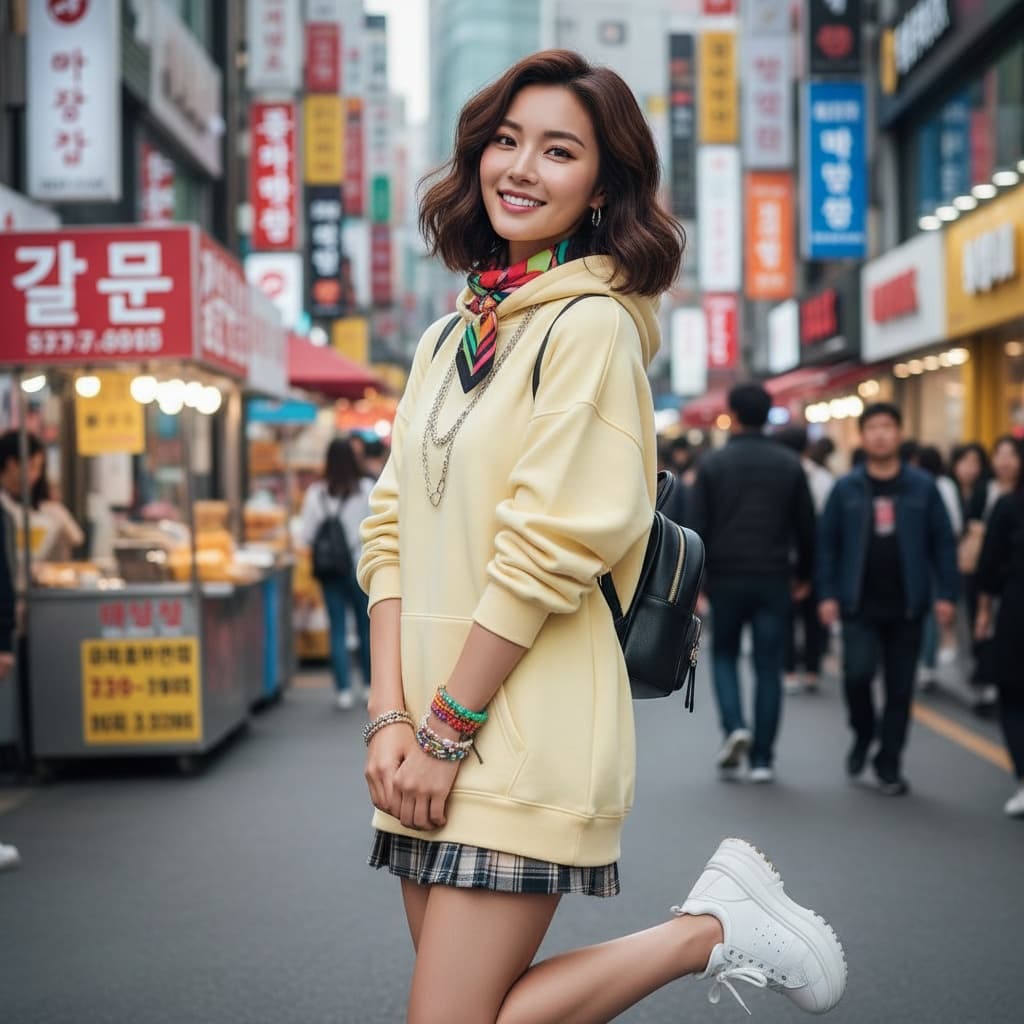slim asian woman myeongdong shopping district 40523436