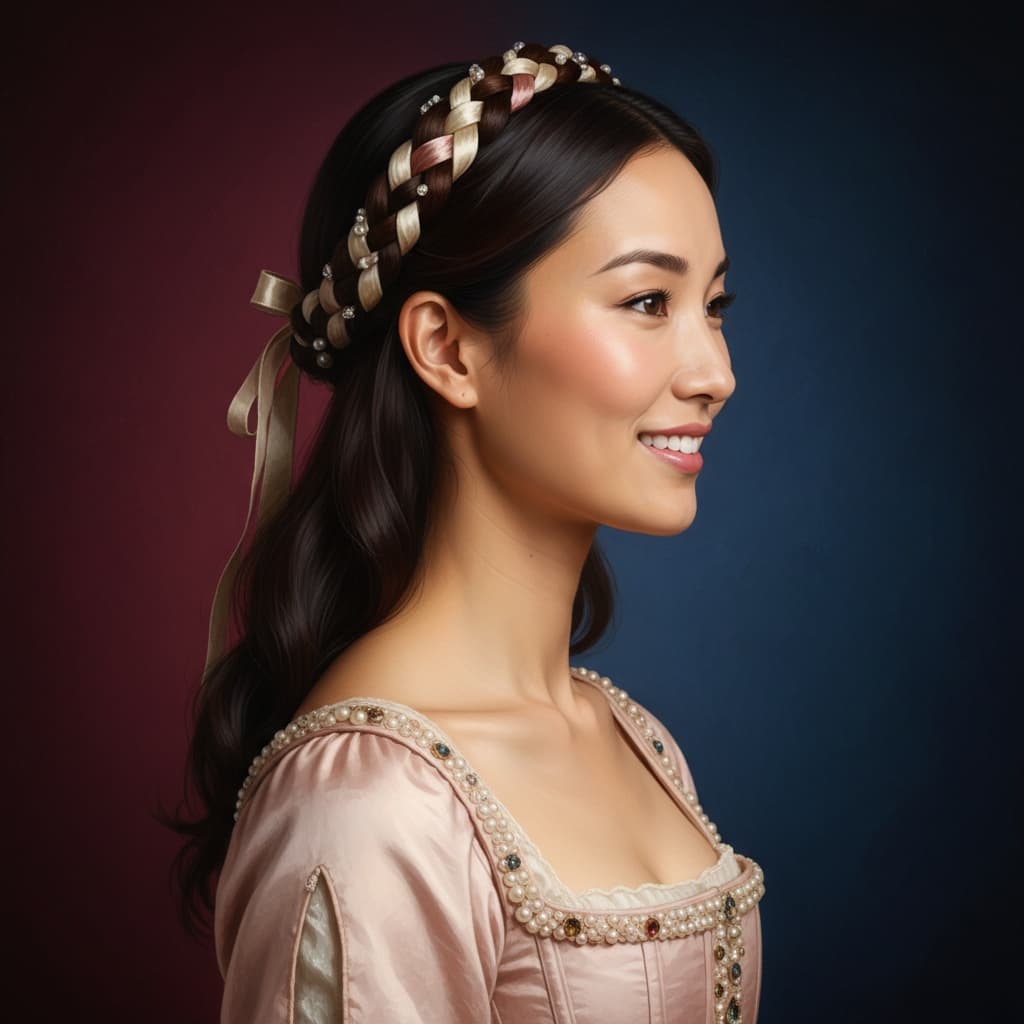 slim asian woman profile view medallion 77715294