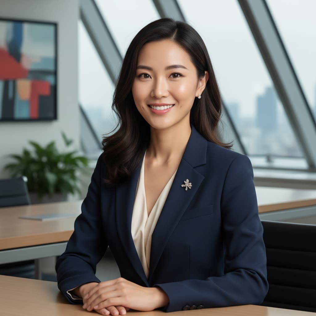 slim asian woman sitting desk consultation 91675997