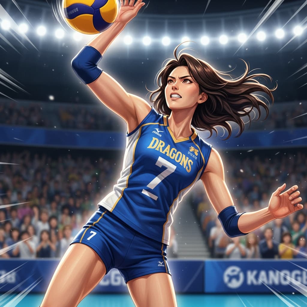 slim asian woman sports anime action 40465018