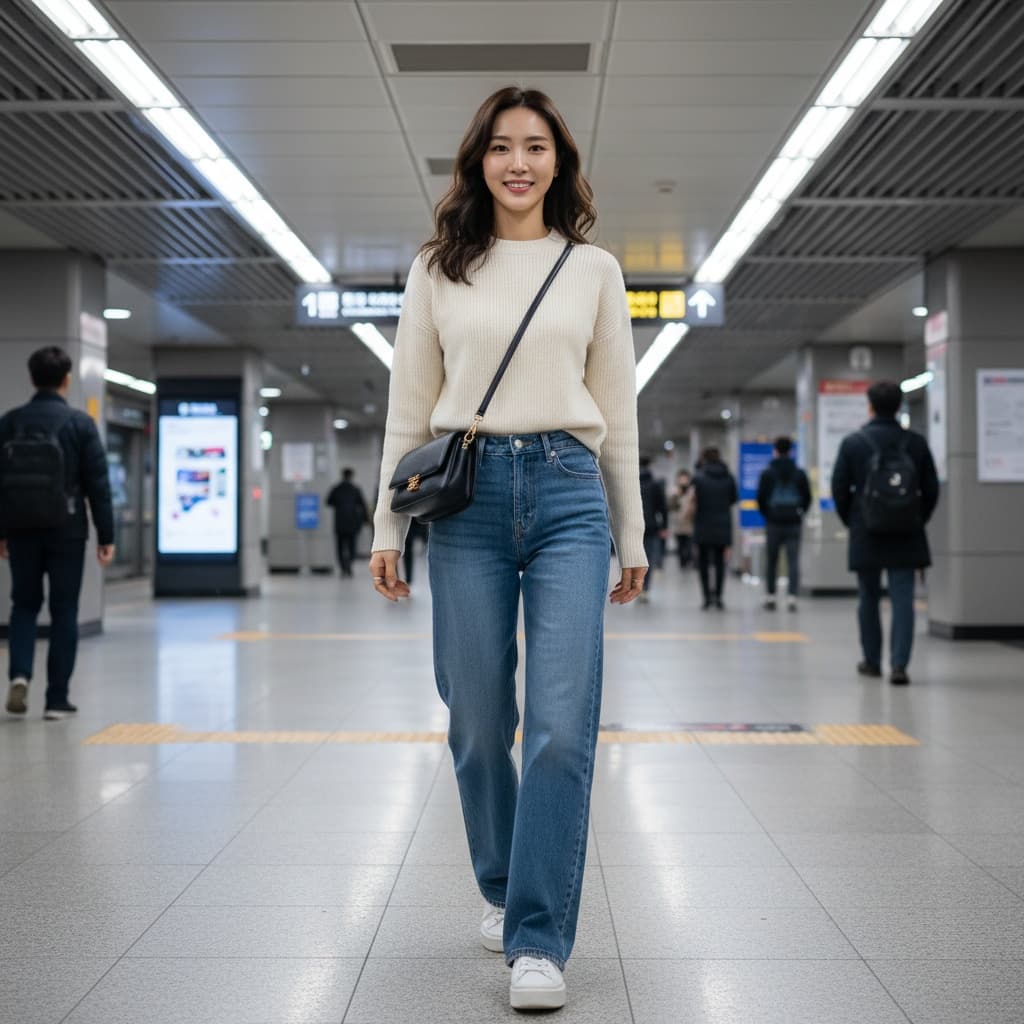 slim asian woman subway station modern seoul 22256956
