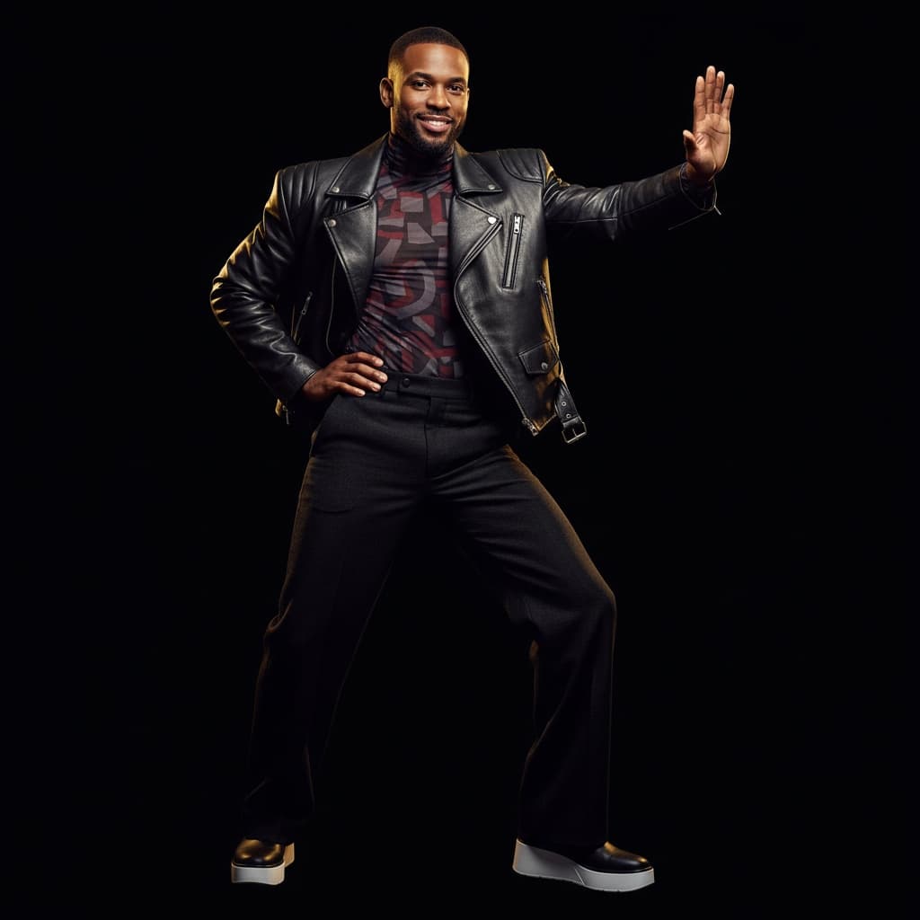 slim black man dramatic black background 25392131