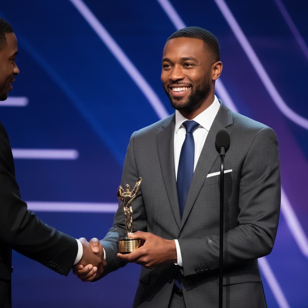 slim black man handshake award exchange 86615933