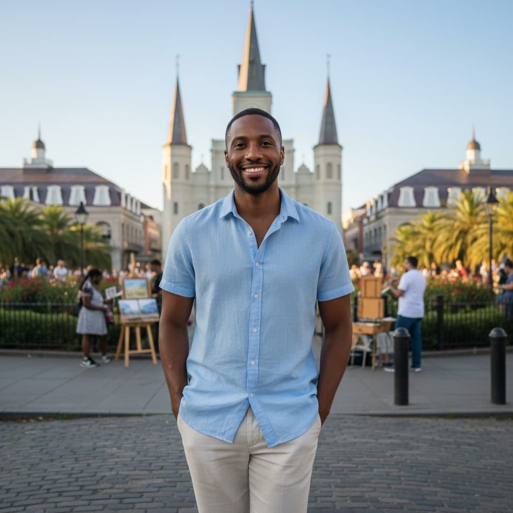 slim black man jackson square daytime 99422050