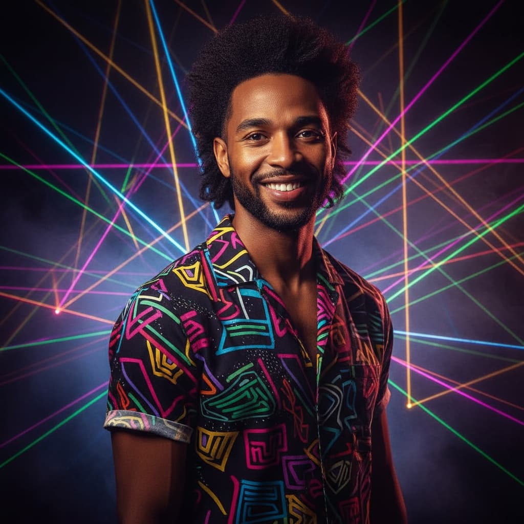 slim black man laser background headshot 92477547