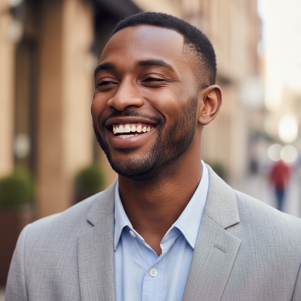 slim black man laughing authentic moment 19024968