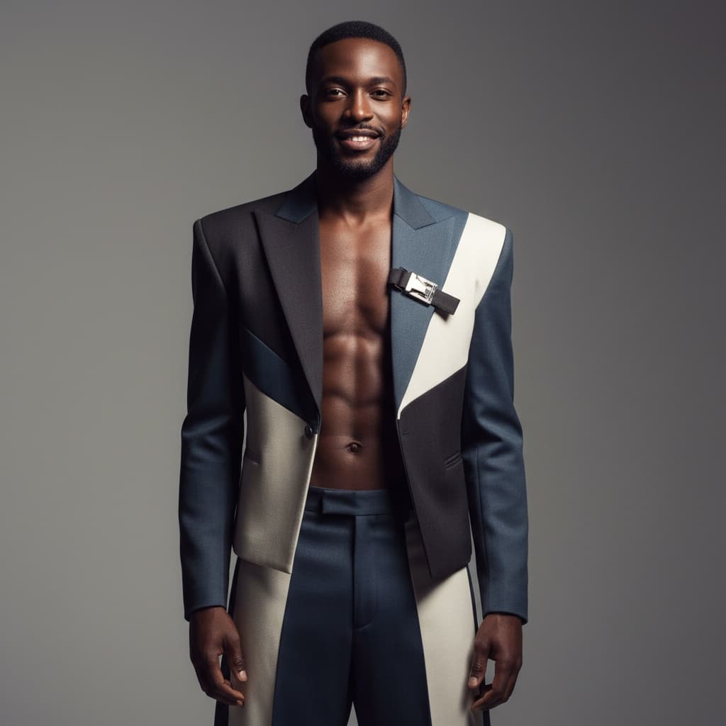 slim black man minimalist studio portrait 58741362
