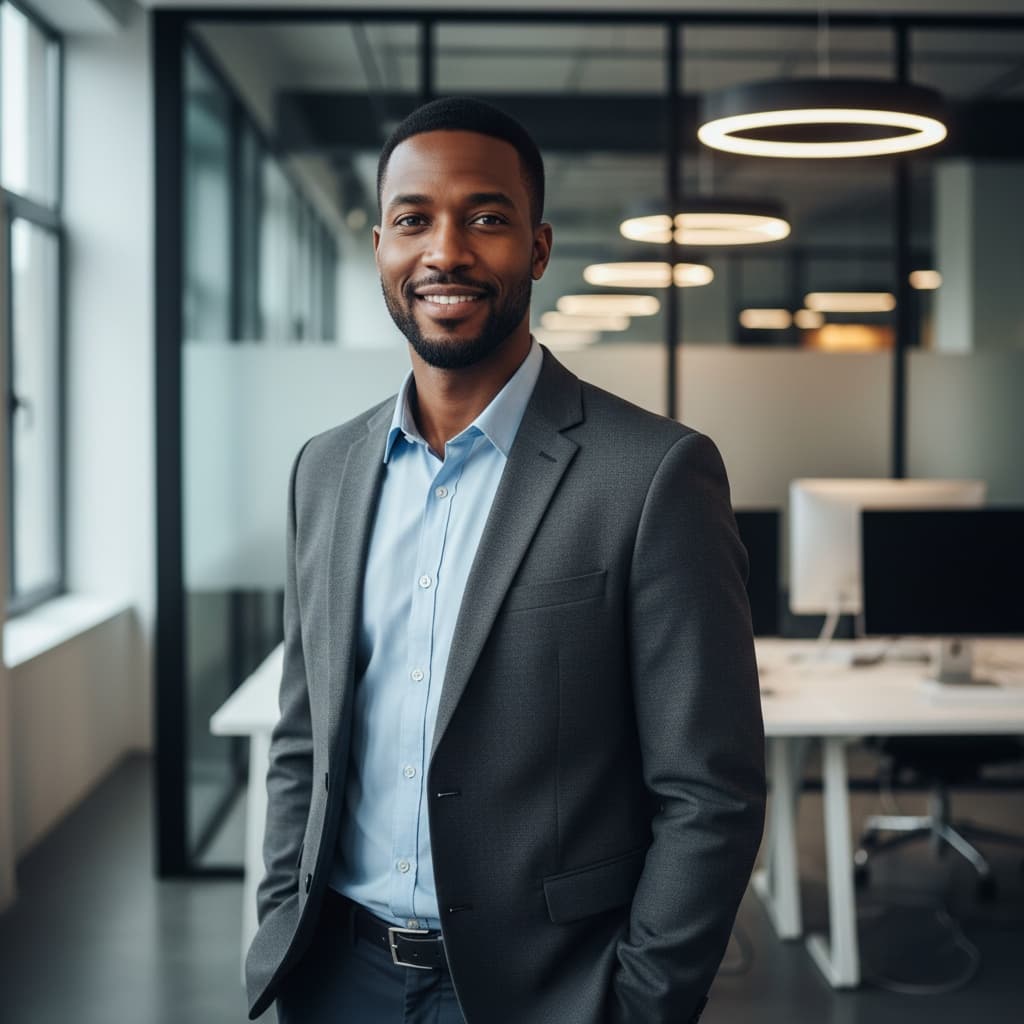 slim black man tech office environment 98319719