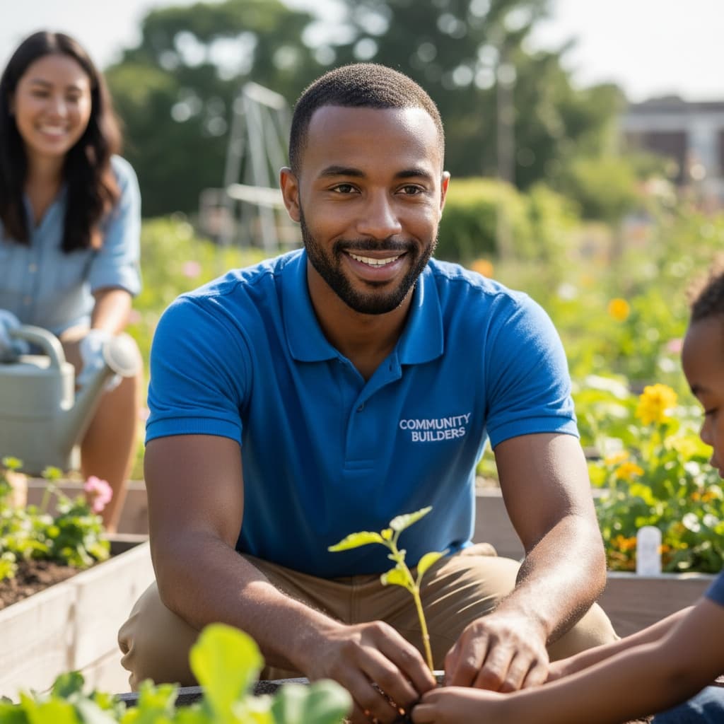 slim black man volunteer community service 58928118