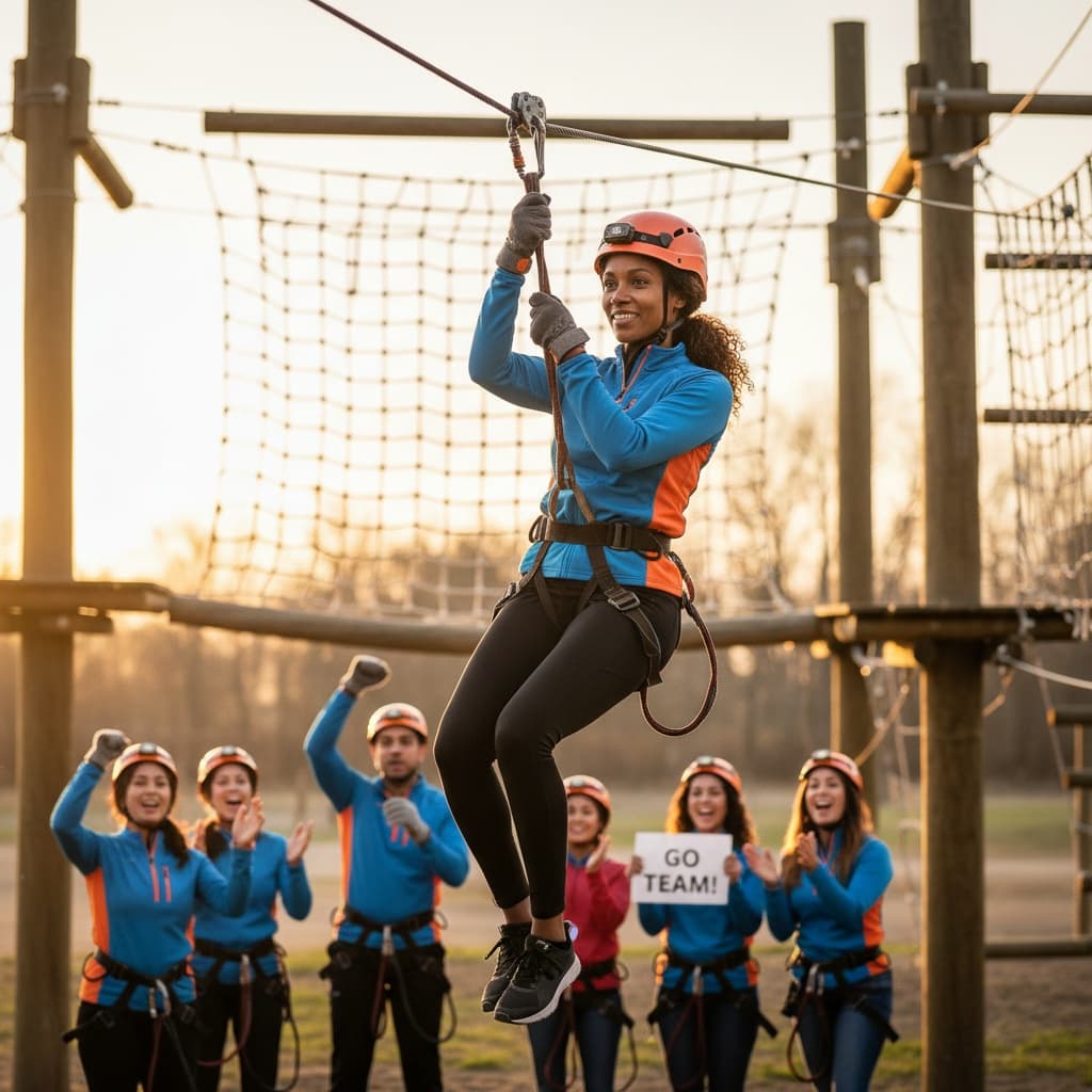 slim black woman adventure activity zipline 50058966