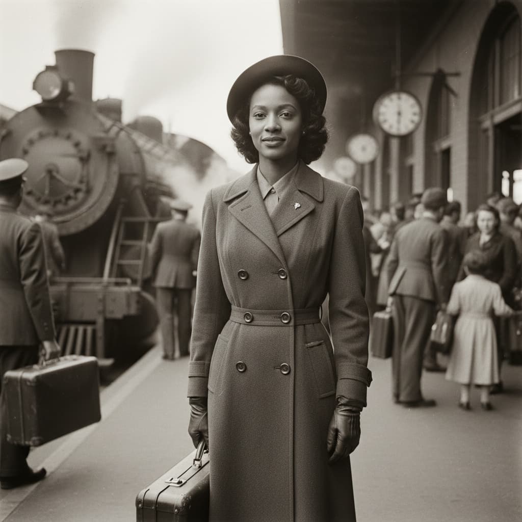 slim black woman departure train station 38801750