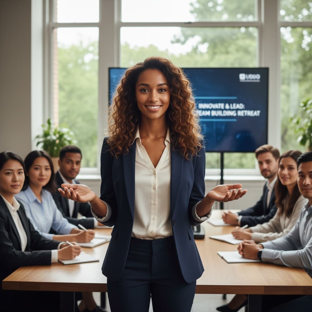 slim black woman indoor retreat presentation 41500577