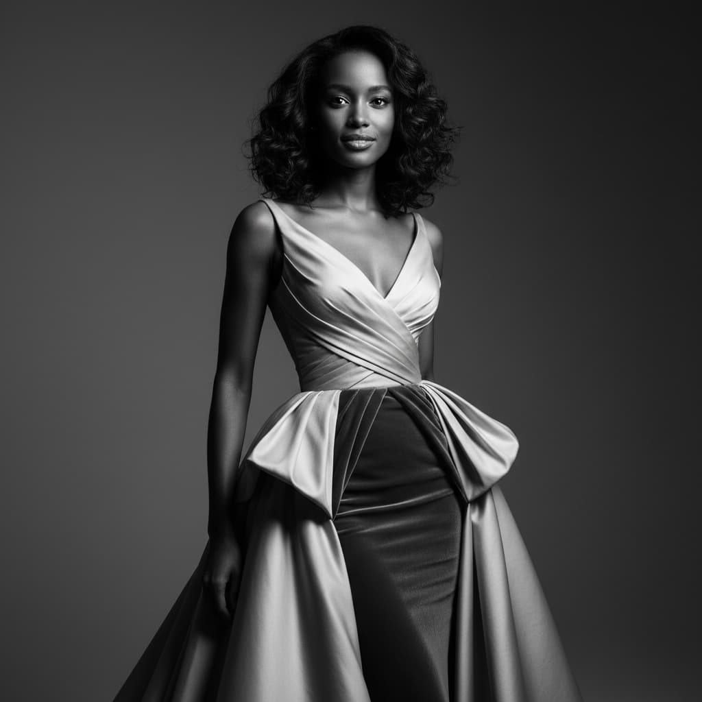 slim black woman monochrome high contrast 78782362
