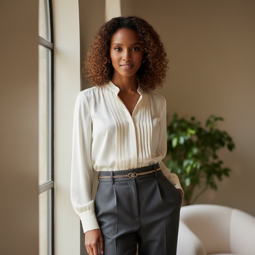 slim black woman natural light window portrait 98858459