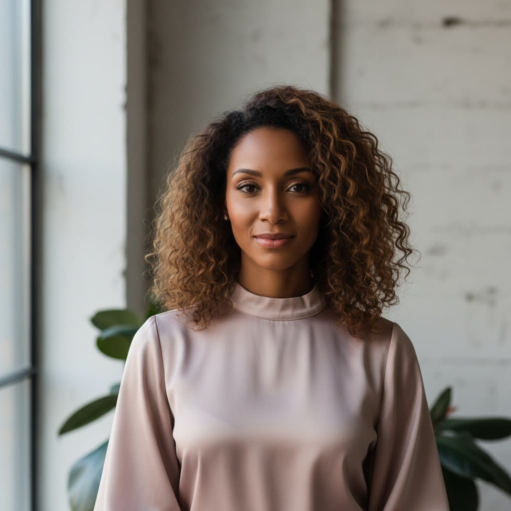 slim black woman natural window light 78880861