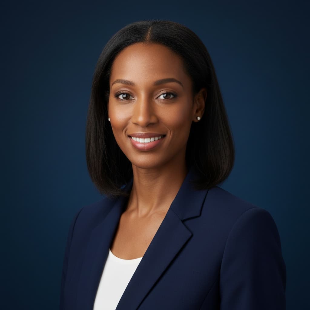 slim black woman navy blue corporate 92351110
