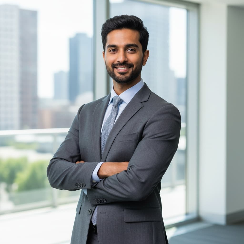 slim indian man arms crossed confident 82811733