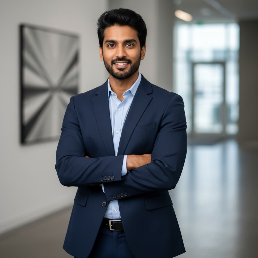 slim indian man arms crossed power pose 94932076