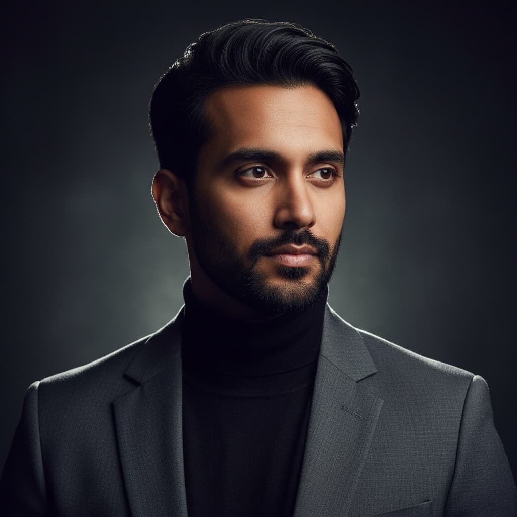 slim indian man dramatic studio lighting 75504682