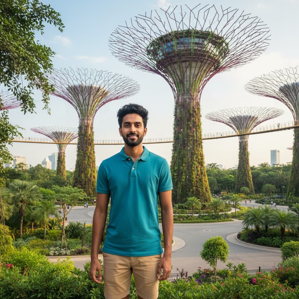 slim indian man gardens by the bay supertrees 73742399