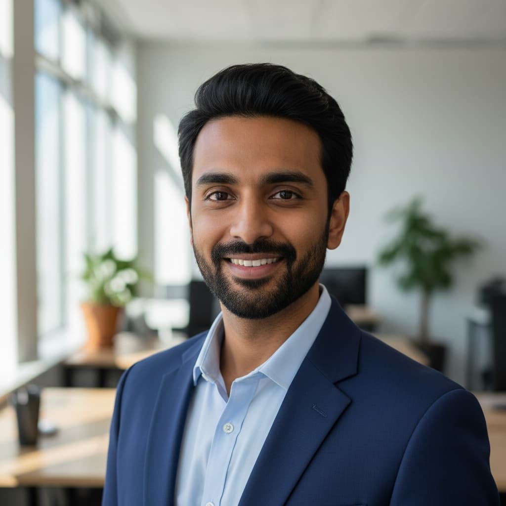 slim indian man modern office window light 16527854