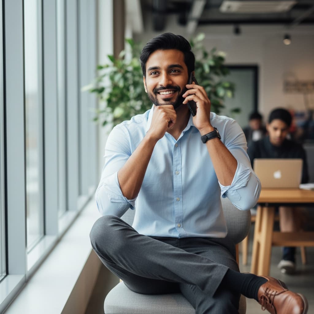slim indian man phone call business moment 33682795
