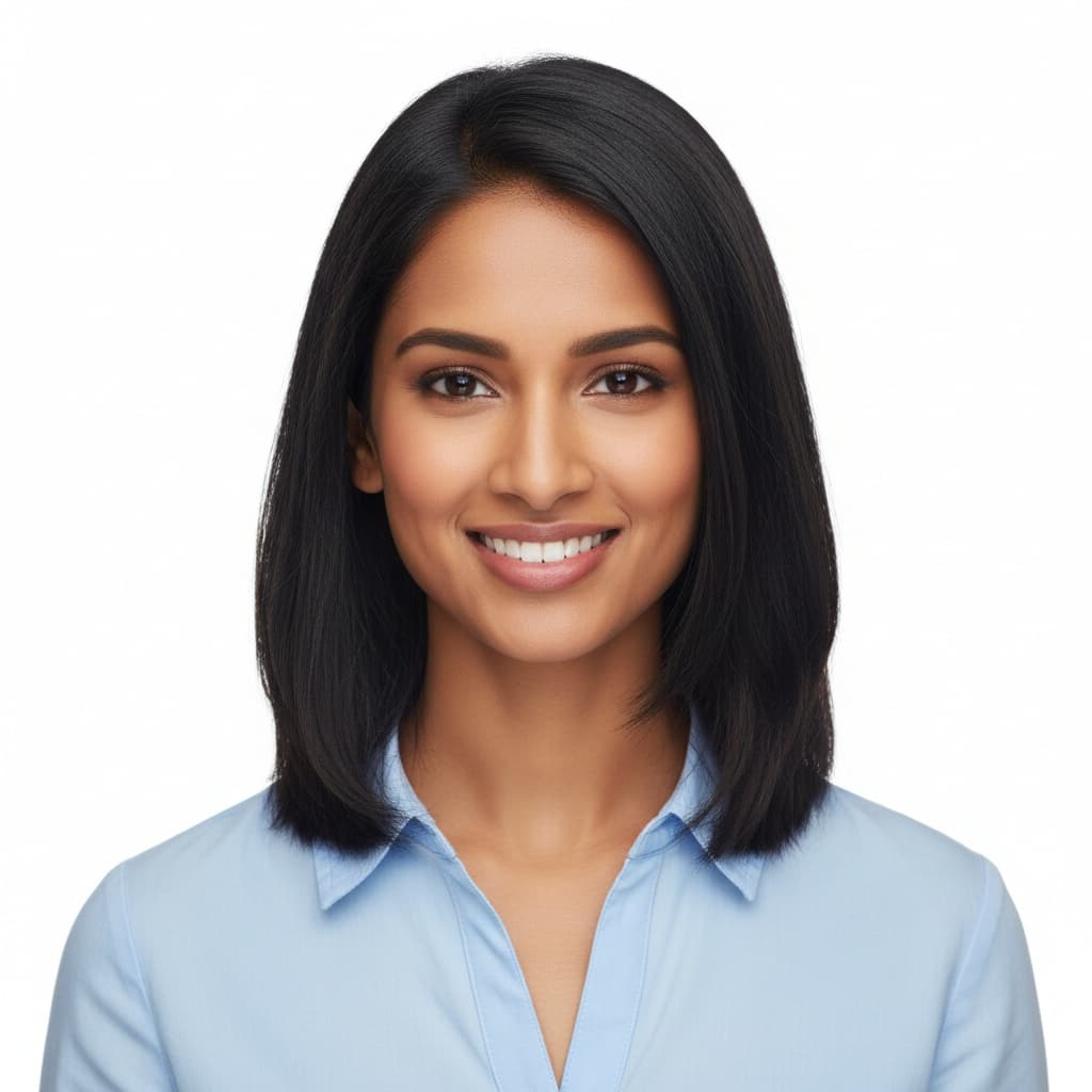 slim indian woman bright commercial smile 19361299