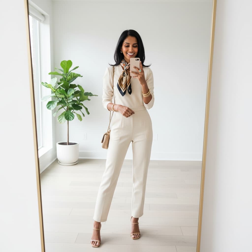 slim indian woman mirror selfie outfit check 26985465