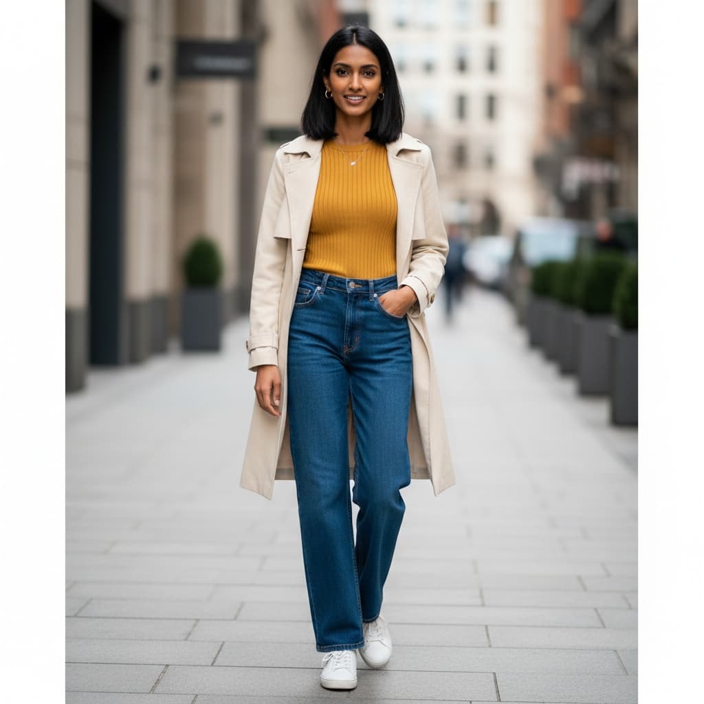 slim indian woman urban street confident 17672709