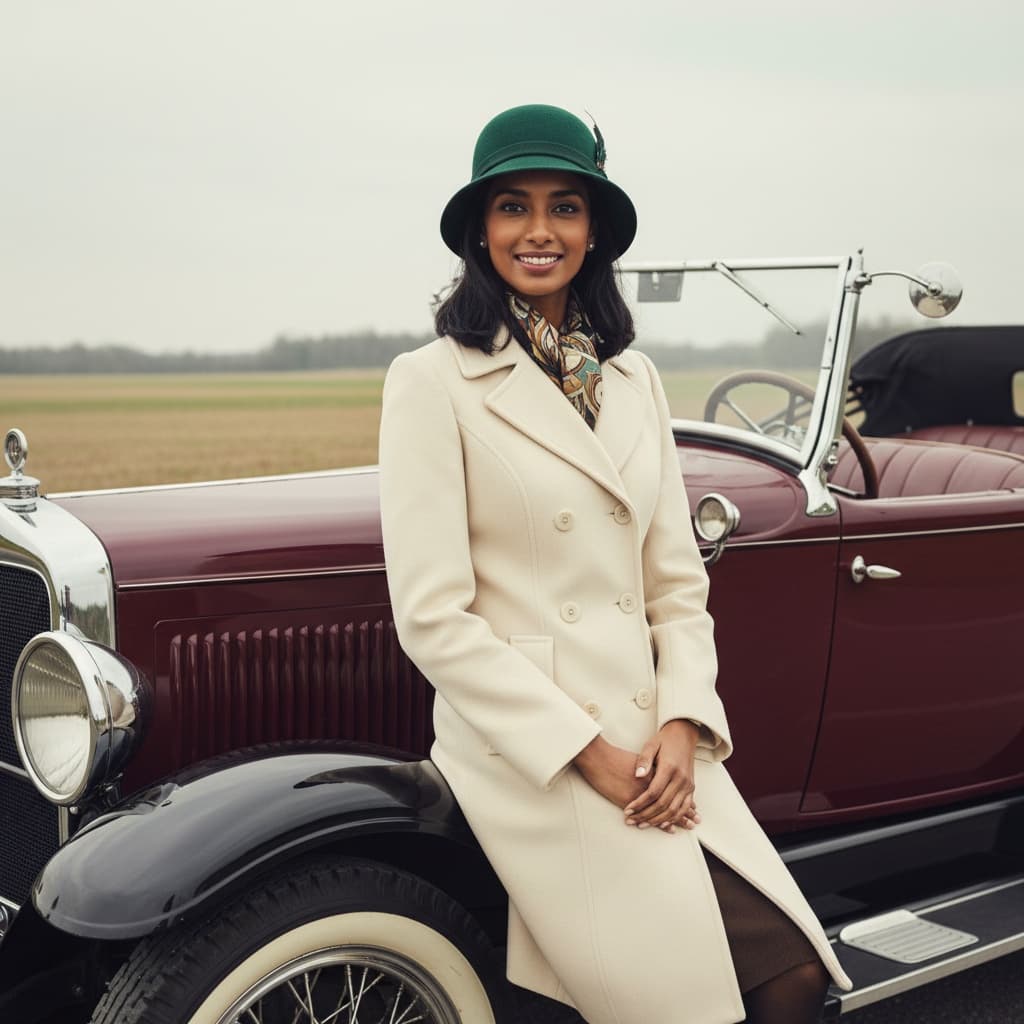 slim indian woman vintage car lifestyle 31764028