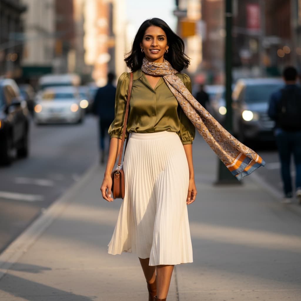 slim indian woman walking dynamic street shot 16033754