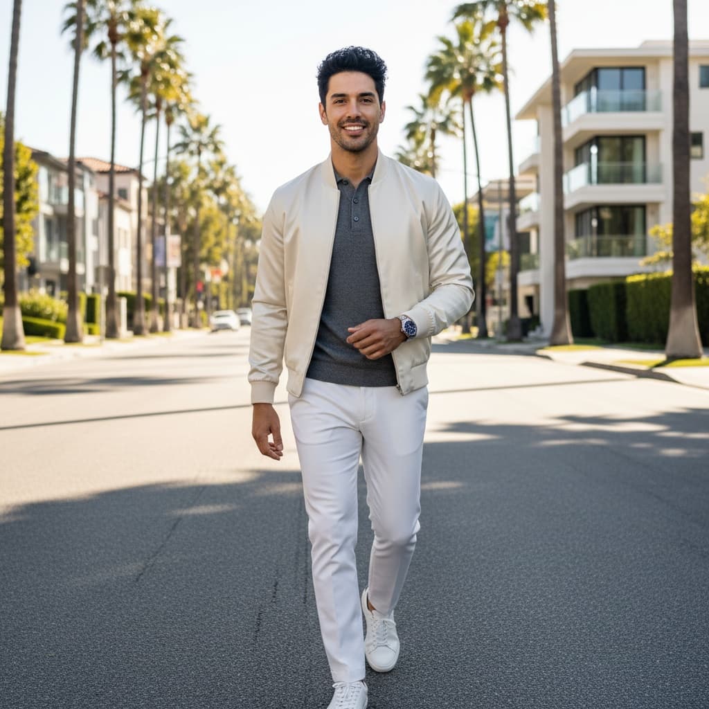 slim latino man beverly hills palm aesthetic 65339904