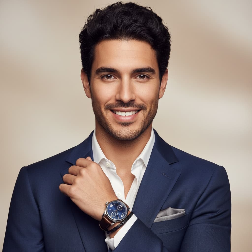 slim latino man close up accessory focus 32992985