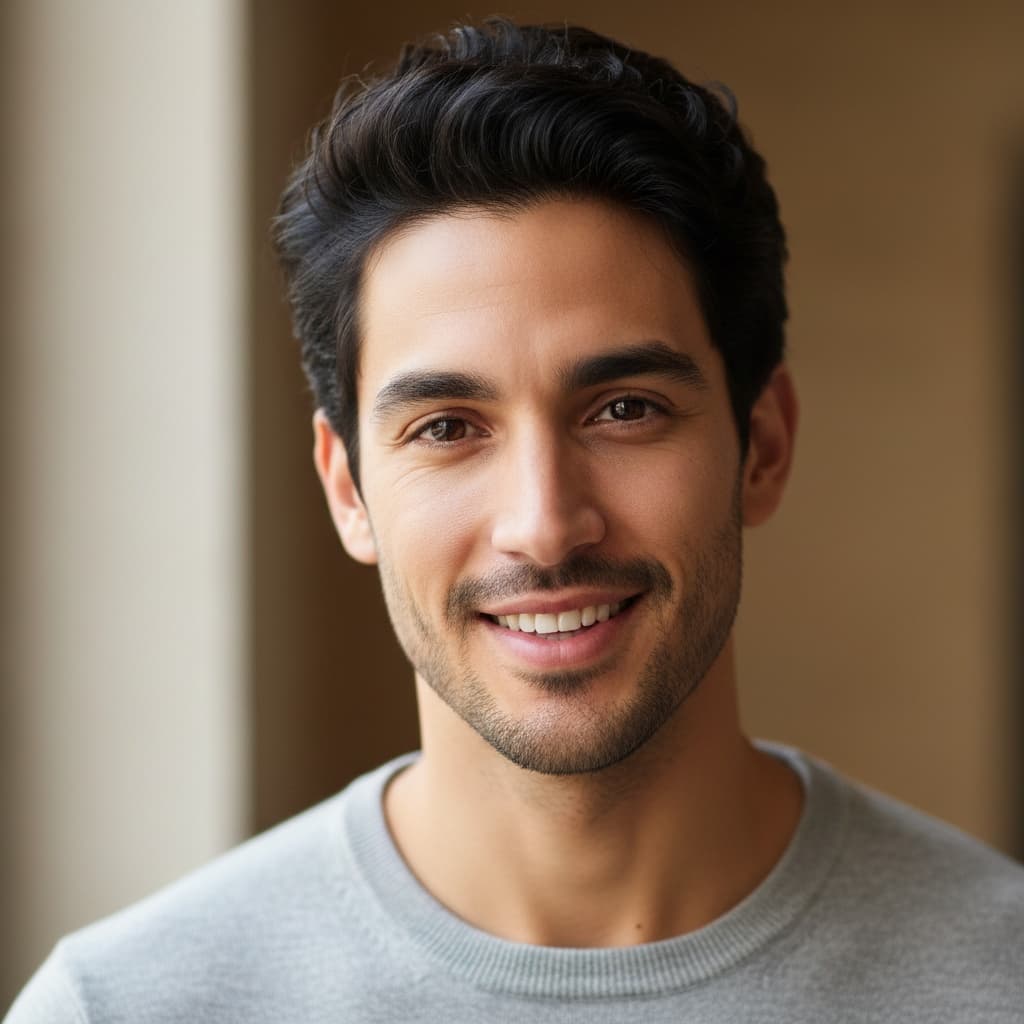 slim latino man close up genuine smile 42859126