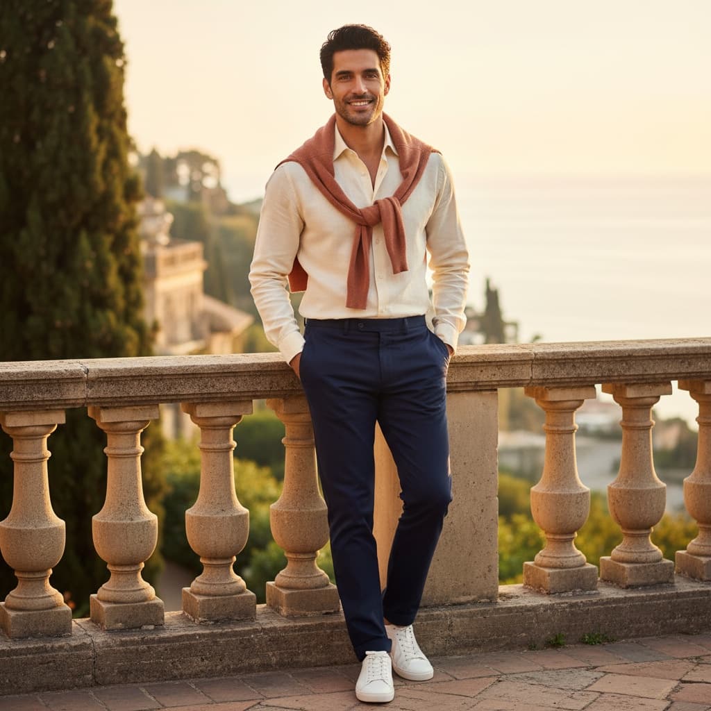 slim latino man golden hour outdoor elegance 41480726