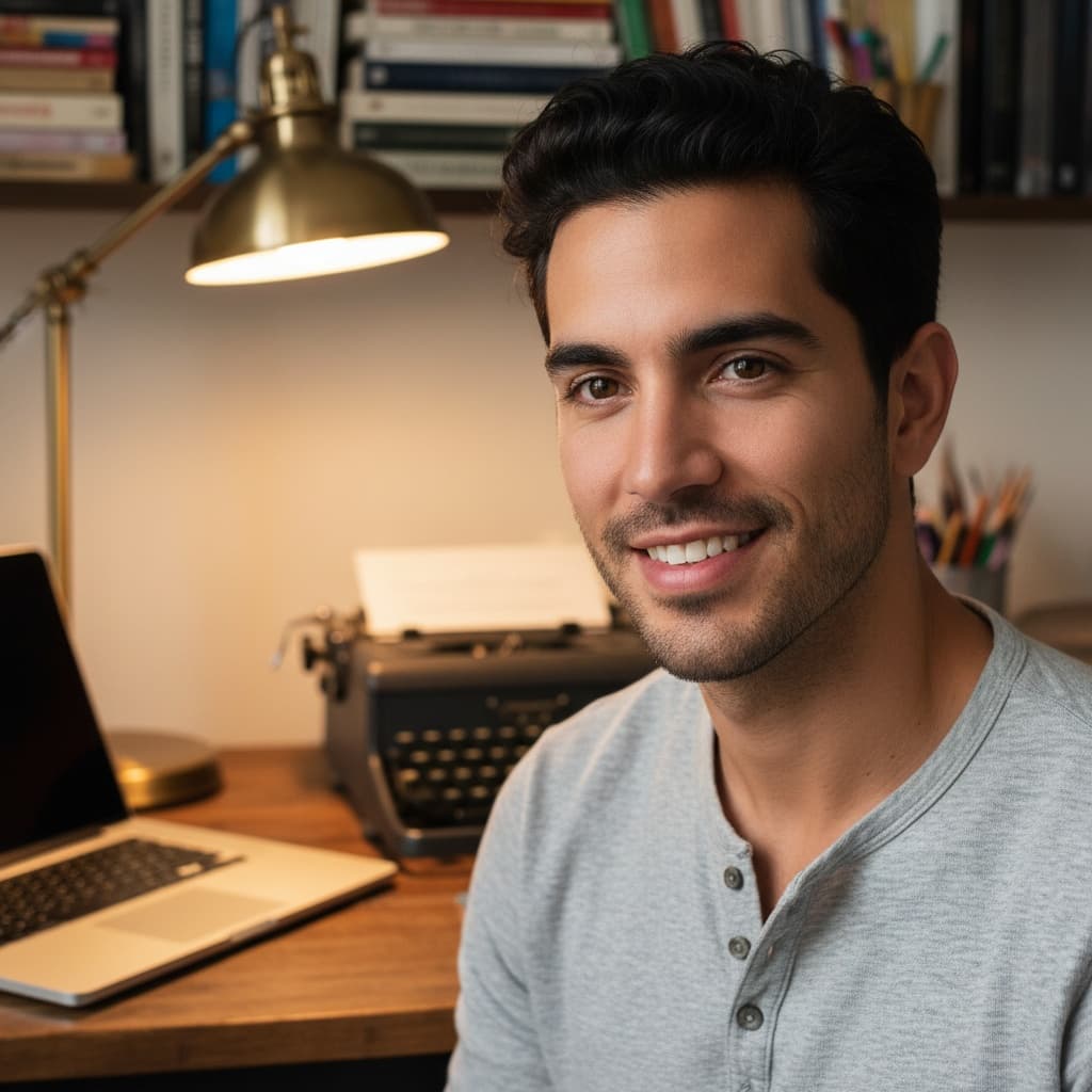 slim latino man home office creative space 35555016