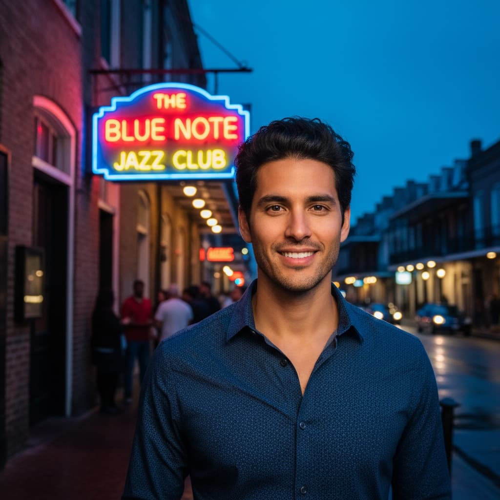 slim latino man jazz club entrance 88662040