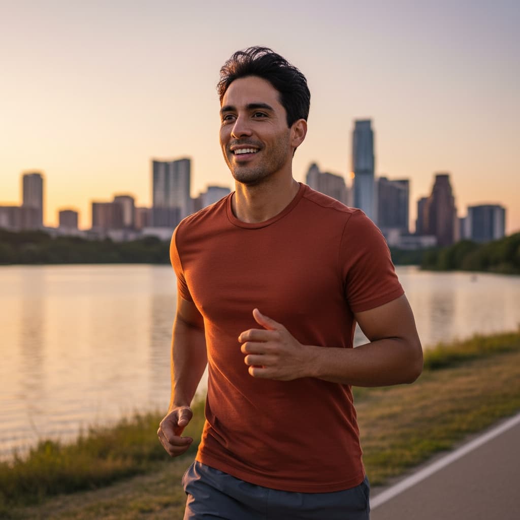 slim latino man lady bird lake trail 93884425