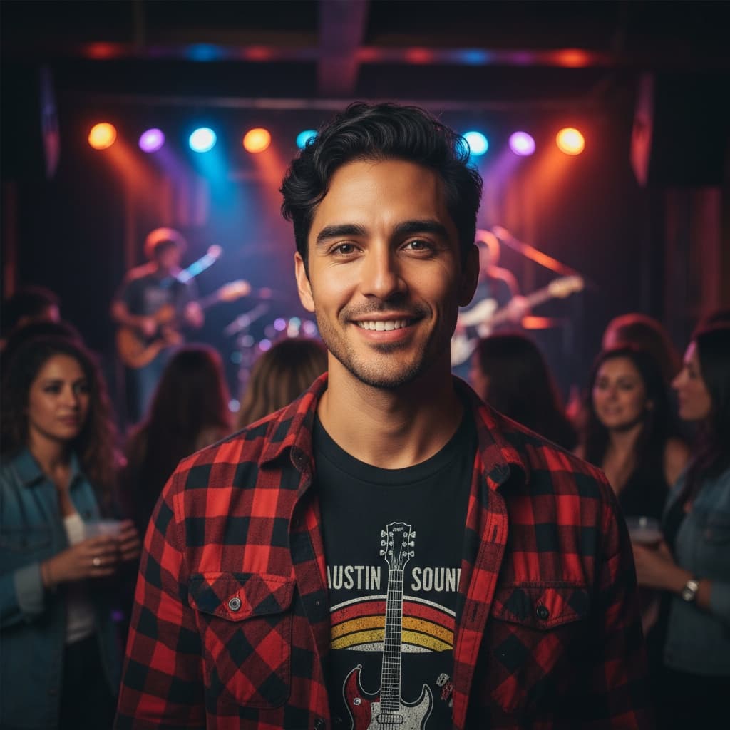 slim latino man live music venue crowd 92849520