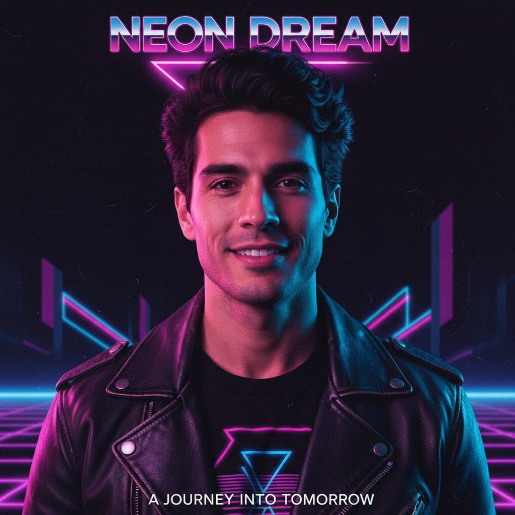 slim latino man neon portrait pink blue 25094878